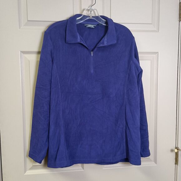 Lands End Girls Pullover Fleece Size Large 14-16 Purple 1/4 Zip Long Sleeve - Picture 1 of 4